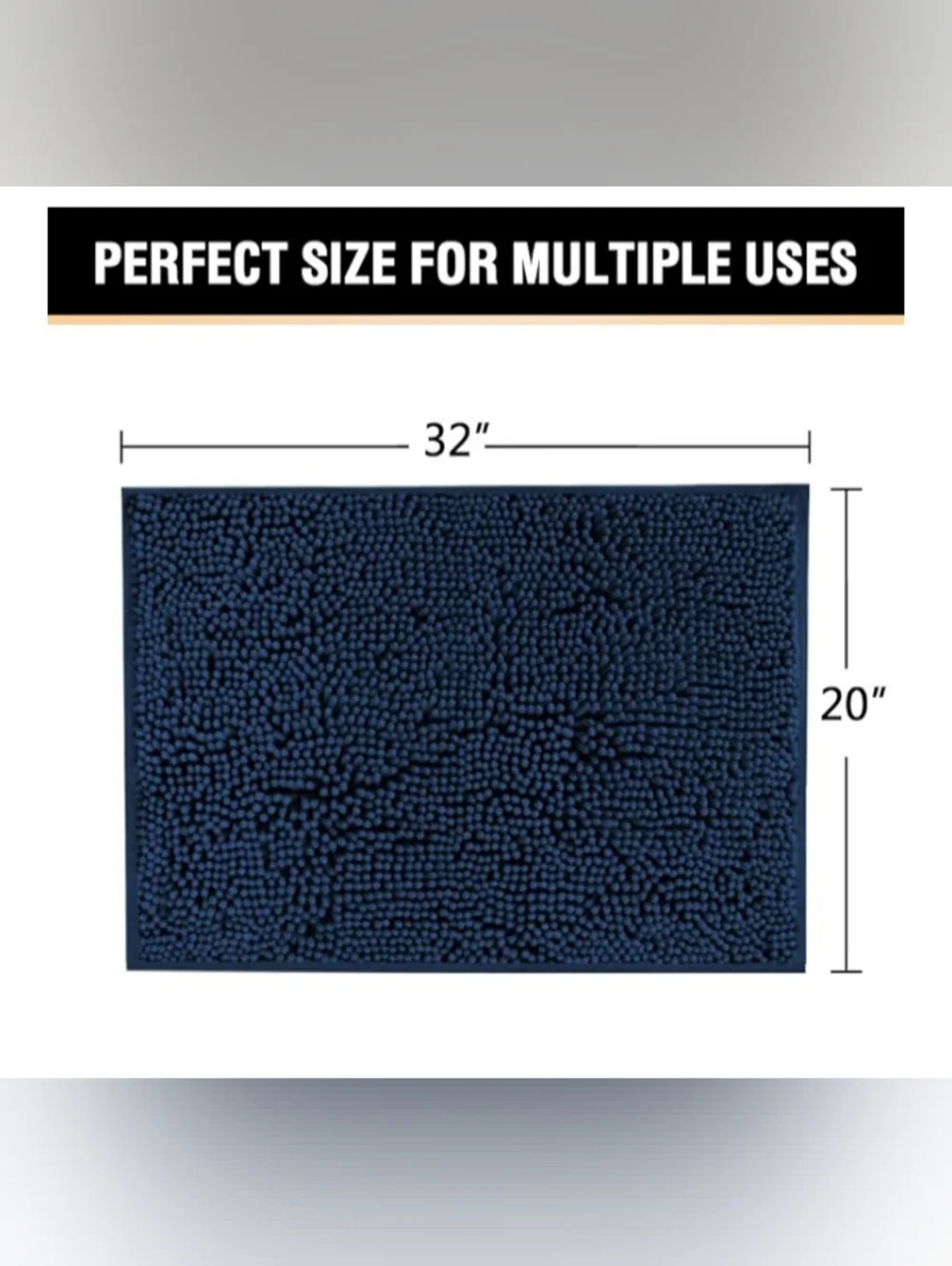 Plush Navy Bath Mat - Ultra-Soft Chenille Absorbent Mat (20